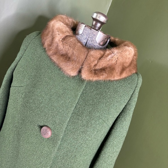 Vintage forstman frizelda MCM retro boucle fern green coat S - Picture 9 of 16